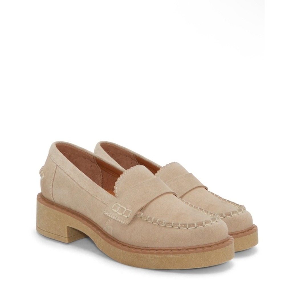 Lucky Brand Womens Y2K Suede Loafer Shoes Size 8 Chunky Platform Preppy Academia